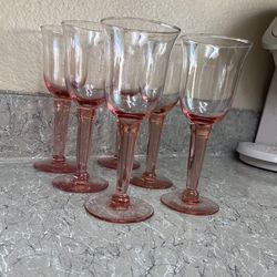 Set Of 6 Pink Drepression Glasses