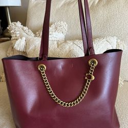 Burgundy Leather Coach Tote