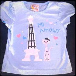 Baby & Toddler Girls Size 18 Months Blue “Mi Amour” Paris Tee Shirt
