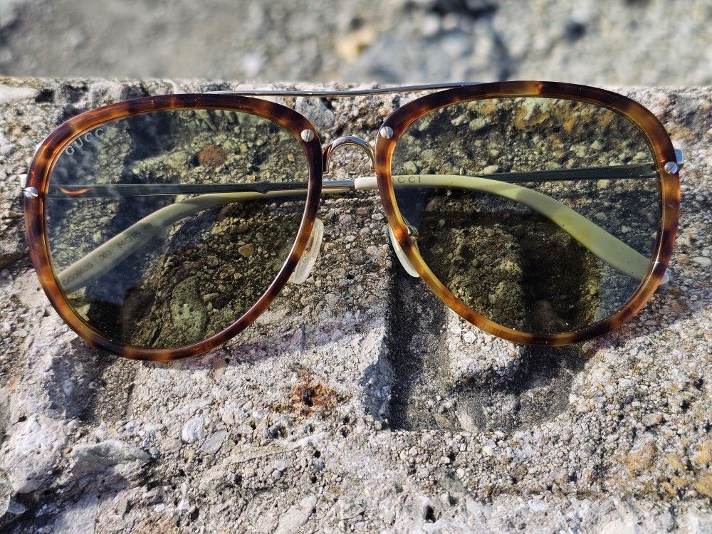 Gucci Aviator Men’s Pilot Sunglasses Green Gold Havana 58mm 