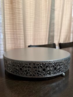 Silver Ornate Metal Cake Stand