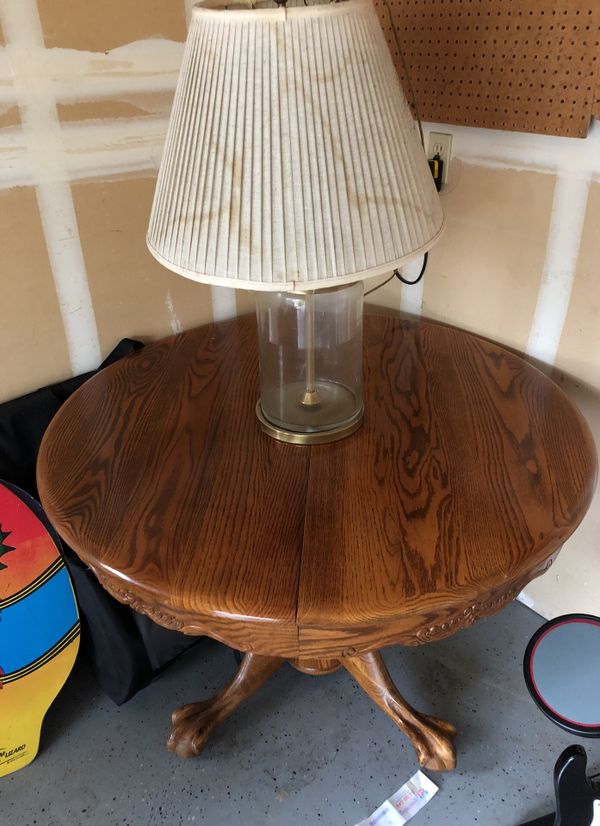 Oak Dinner Table And Lamp Cord Is Cut On But Easy Fix With New Oak Dinner Table And Lamp Cord Is Cut On But Easy Fix With New Plug Must Take Both In Great Shape Comes Leaf Household Spanaway