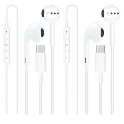 USB C Headphones Wired, 2 Pack Type C Earphones with Mic & Remote Control, Noise Cancelling in-Ear Earbud