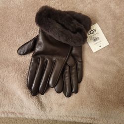 UGG brown leather gloves  