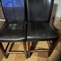 Chocolate Couch, Love Seat And 2 Brown Bar High Chairs 