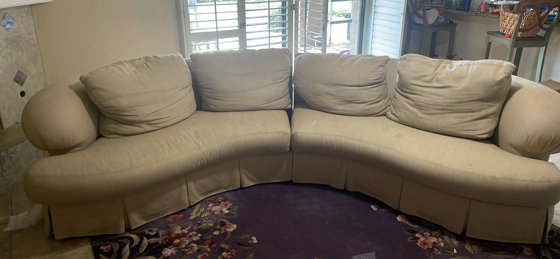 Beige Curved Sofa