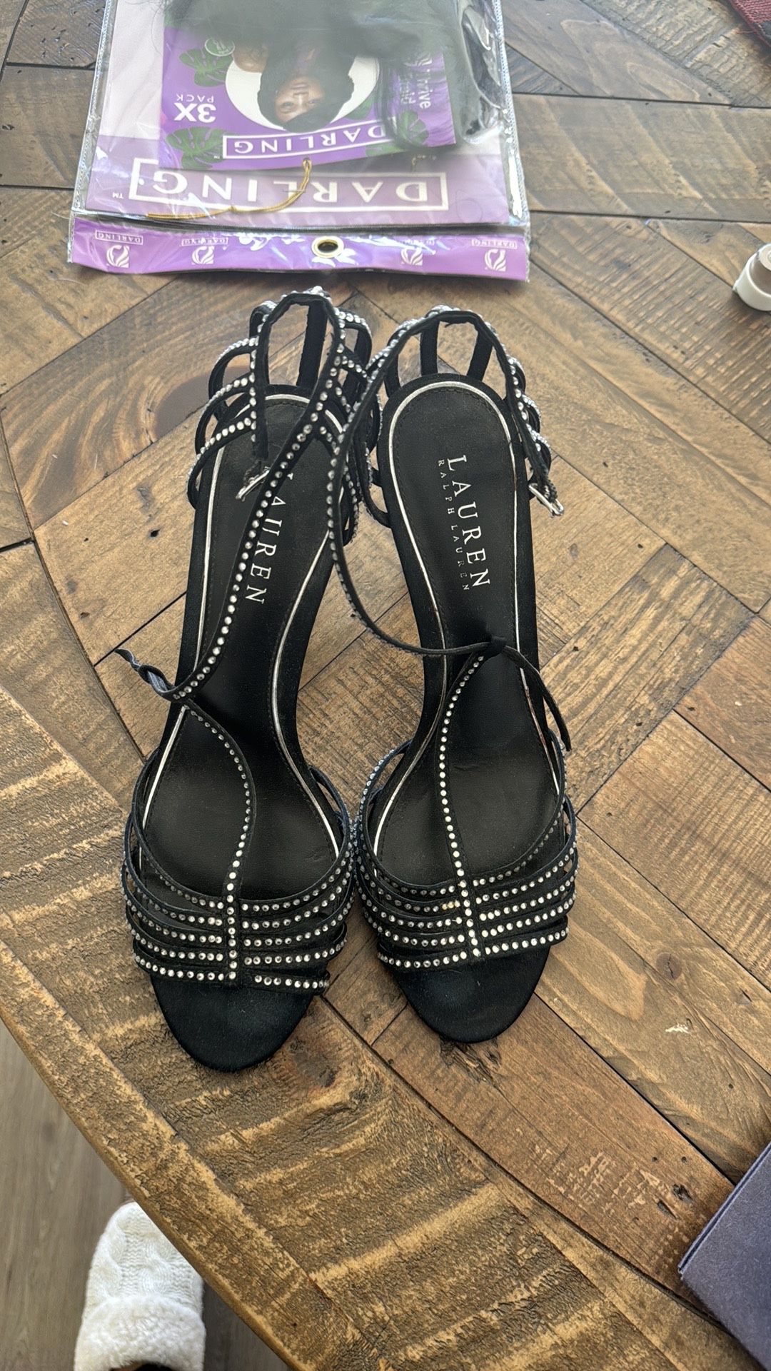 Ralph Lauren black heels with stones 8.5