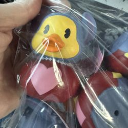 Disney & DC Valentines Rubber Ducks Stitch/Mickey/Minnie/ Batman 4-pc Set New