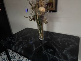 Black Marble-Top Kitchen Table 4 chairs