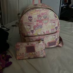 Hello Kitty Lounge Fly Backpack With Wallet 