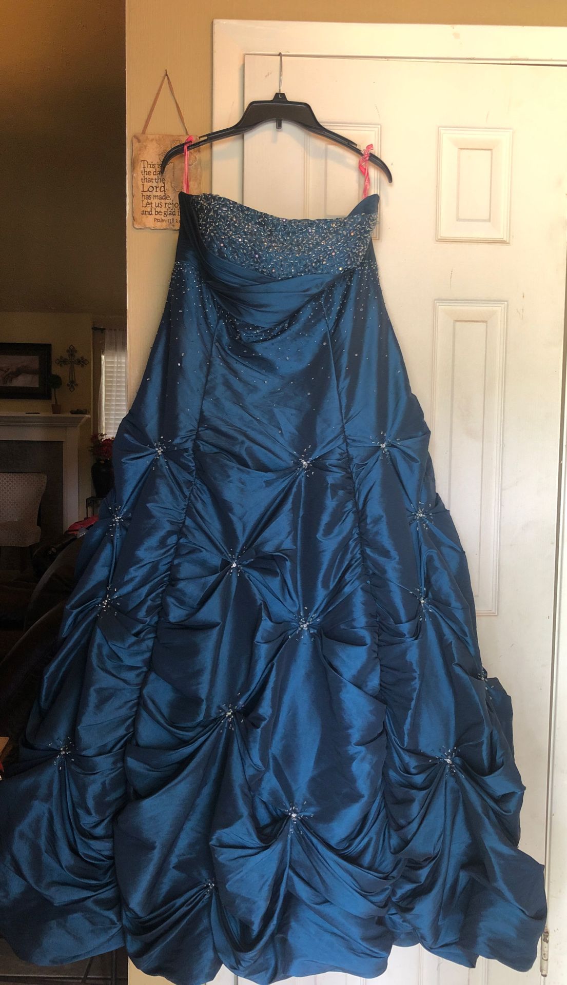 Strapless Maggie Sotero Prom dress.