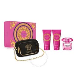 VERSACE - BRIGHT CRYSTAL ABSOLUTE 4PC SET S/G, B/L, BLACK BAG ( W ) 3.0 OZ