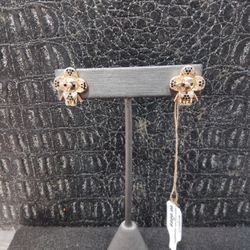 Yellow Gold Flower Person Earrings 