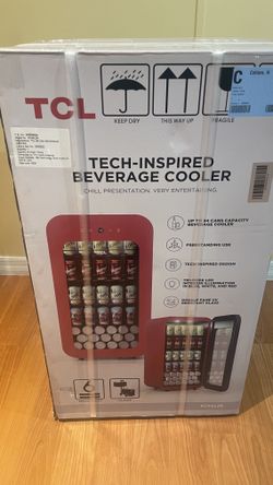 TCL 17.7-in W 94 - Can Capacity Red Freestanding Indoor Beverages, Refrigerator With Glass Door