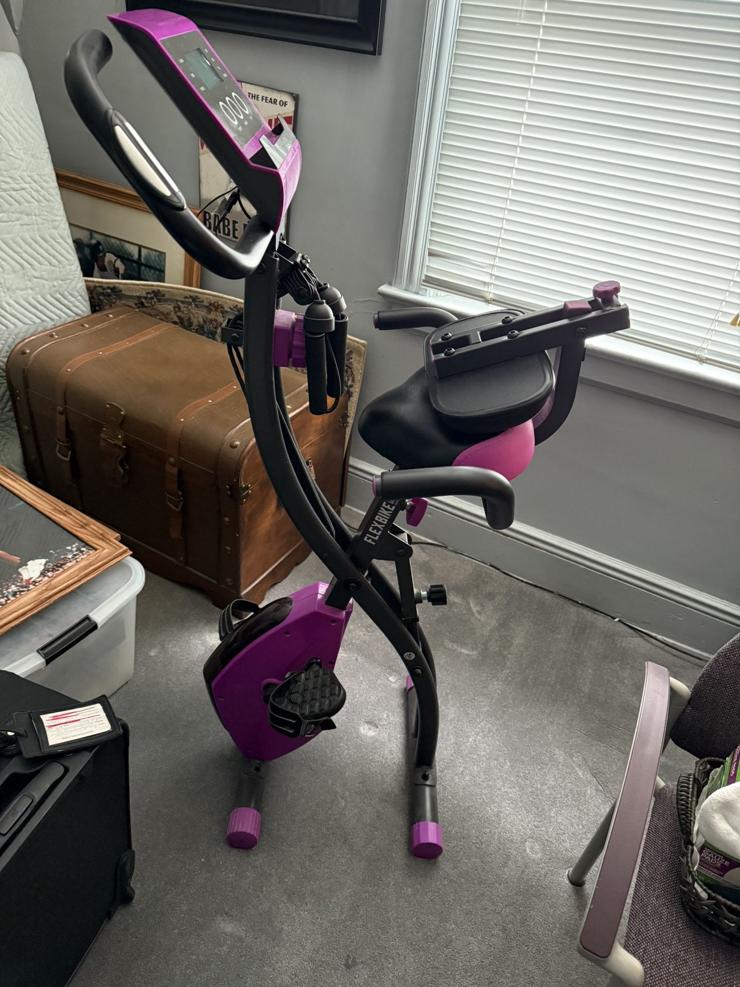 Folding Exercise Bike, Upright and Recumbent Flexbike With Adjustable Resistance, Arm Bands and Backrest