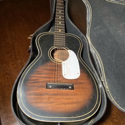 Vintage 1950’s 1960’s SILVERTONE Acoustic Guitar with Case (Parts) 