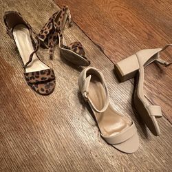 Women’s Heels - Size 5.5 : Nude & Leopard 