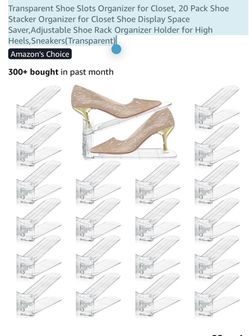 Transparent Adjustable Shoe Slot Organizers 20 Pack