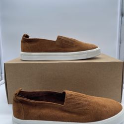 Minnetonka - Women's ' Gabi ' Brown Leather Round Toe Slip-On Shoes ( Size 7 US ) 