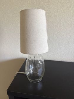 Glass Table Lamp with Linen Shade