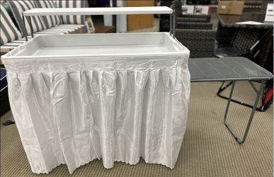Complete Outdoor Beverage Bar Set - Ice Cooler, Table, and Accessories
