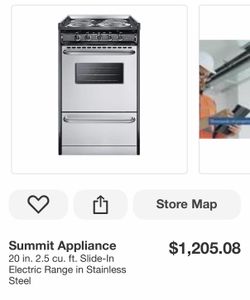 Summit Appliance 20 in. 2.5 cu. ft. Slide-In Electric Range in Stainless Steel