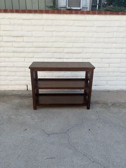 Dark Wood Console Table with Two Shelves