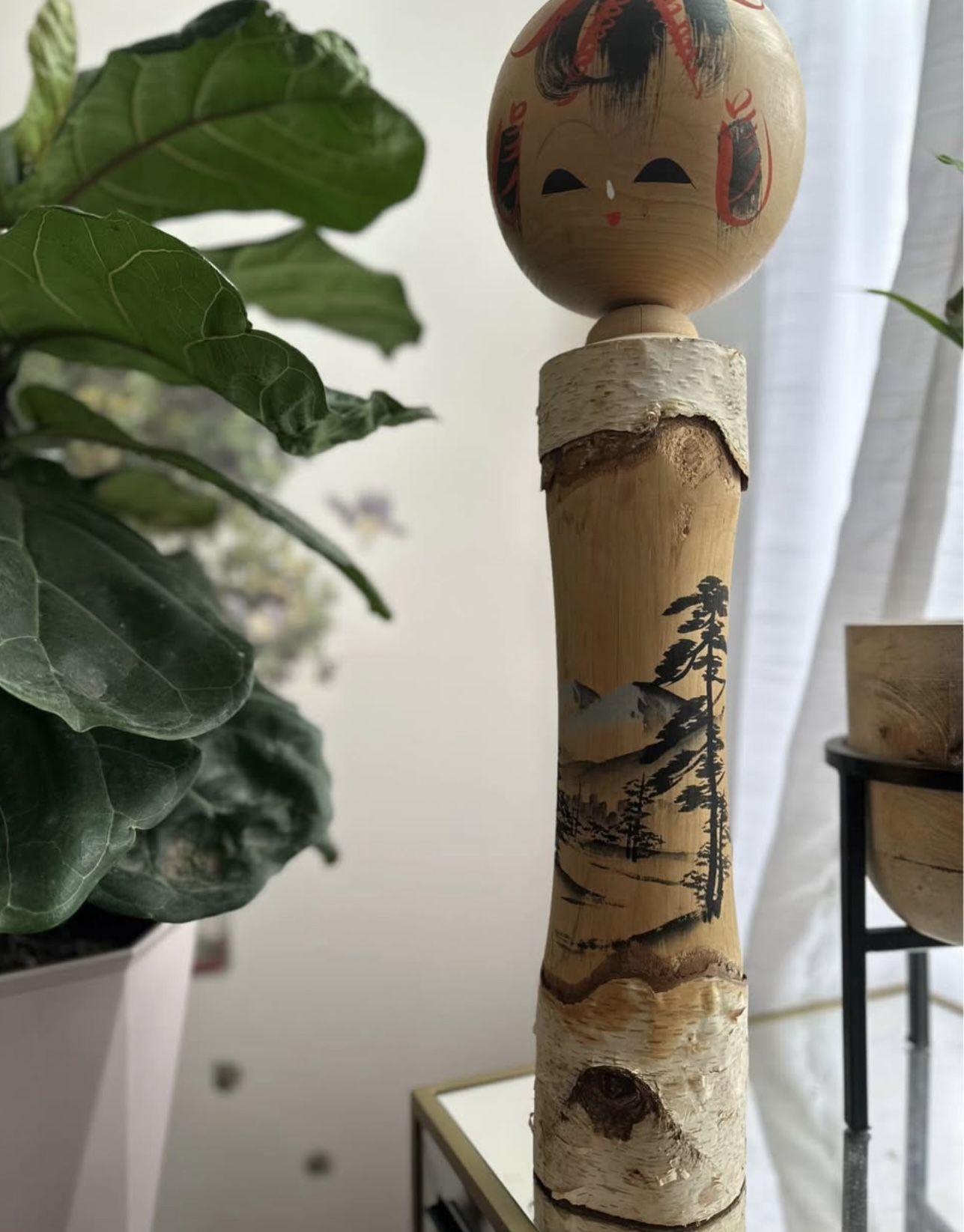 Traditional vintage wooden Japanese kokeshi doll 21”