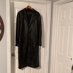 Leather Long Jacket -NEW!!! Size L 