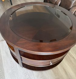 Rebajada 3 Mesas : 1 Centro De Mesa Con 2 Gavetas Y 2 Laterales De Madera