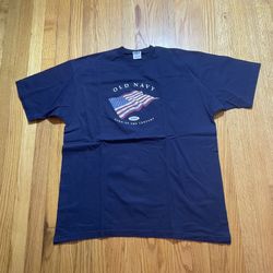 Vintage OLD NAVY 2000 TURN OF THE CENTURY T-Shirt Sz XL USA AMERICAN FLAG - BLUE