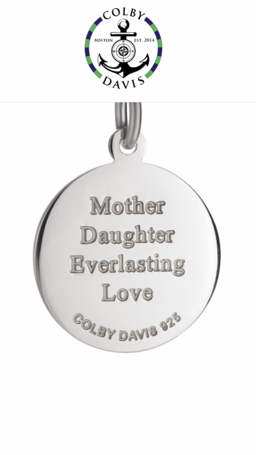 (Mother’s Day) COLBY DAVIS Sterling Silver Chain and Pendant