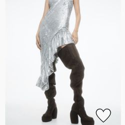 NEW ARRIVAL - H&M Studio Sequined Thigh high Platform Boots