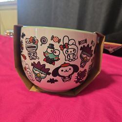 Hello Kitty Ceramic Bowl With Chopsticks
