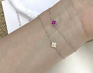 Pulsera de plata de ley 925 con diseño de corazón afortunado