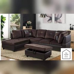 Brand New Sectional 2pc With FREE Ottoman Ready For Delivery 🚚 