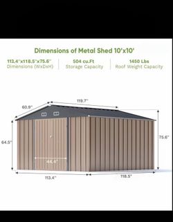 10 X 10ft Metal Storage Shed