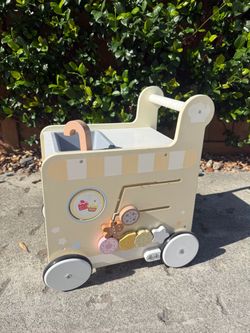 Wooden Baby Walker Activity Push Cart