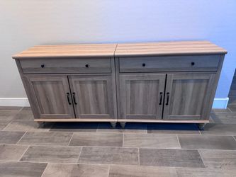 Gray Wood Buffet Sideboard Cabinet