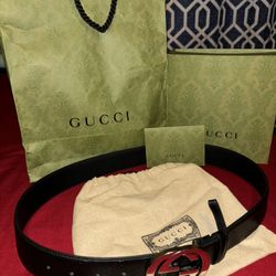 Black Leather Gucci Belt 