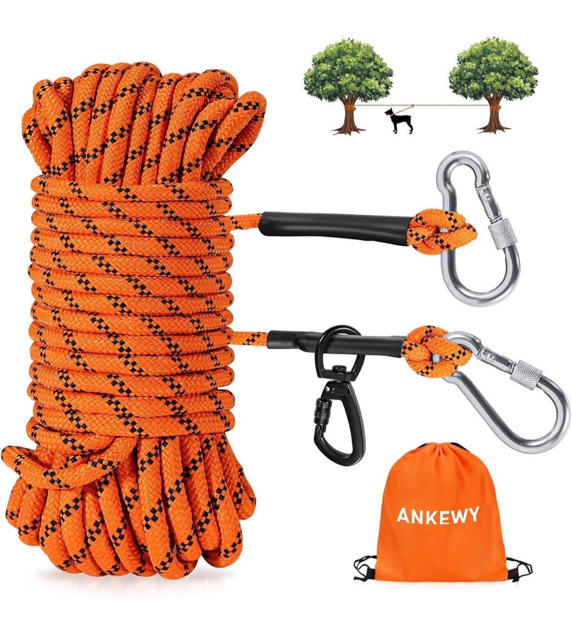 Brand New Dog Tie Out Cable for Camping 50ft,Dog Runner for Yard Hold up to350lbs,Portable Dog Camping Essentials for Outside