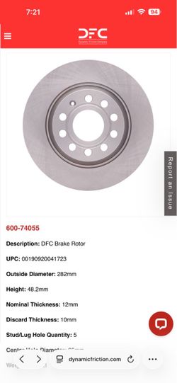 Rear rotors for cars listed on picture
