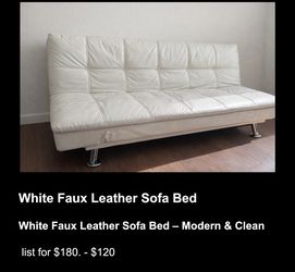 White Faux Leather Sofa Bed White Faux Leather Sofa Bed – Modern & Clean