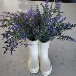 Vase Boots With Flowers 