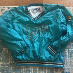 Vintage Jaguars Windbreaker Jacket NFL Pull Over Chalk Line Great Condition 90s Vintage VTG 
