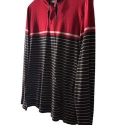 Hawk Hooded Long Sleeve Shirt – Red/Black/Gray Stripes