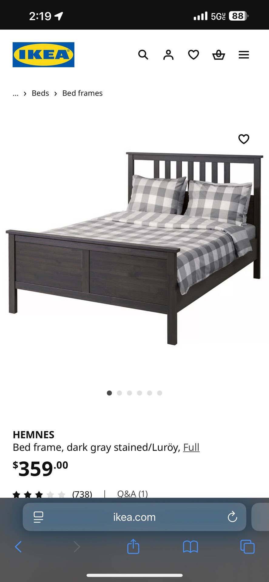 Full size ikea bed frame and matress