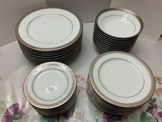 48 pcs NORITAKE Crestwood Platinum Dinnerware Set 12 Dinner; 12 Salad; 12 Bread Butter plates & 12 Soup Bowl Service for 12 Brand New