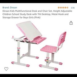 Kids Pink Adjustable Desk