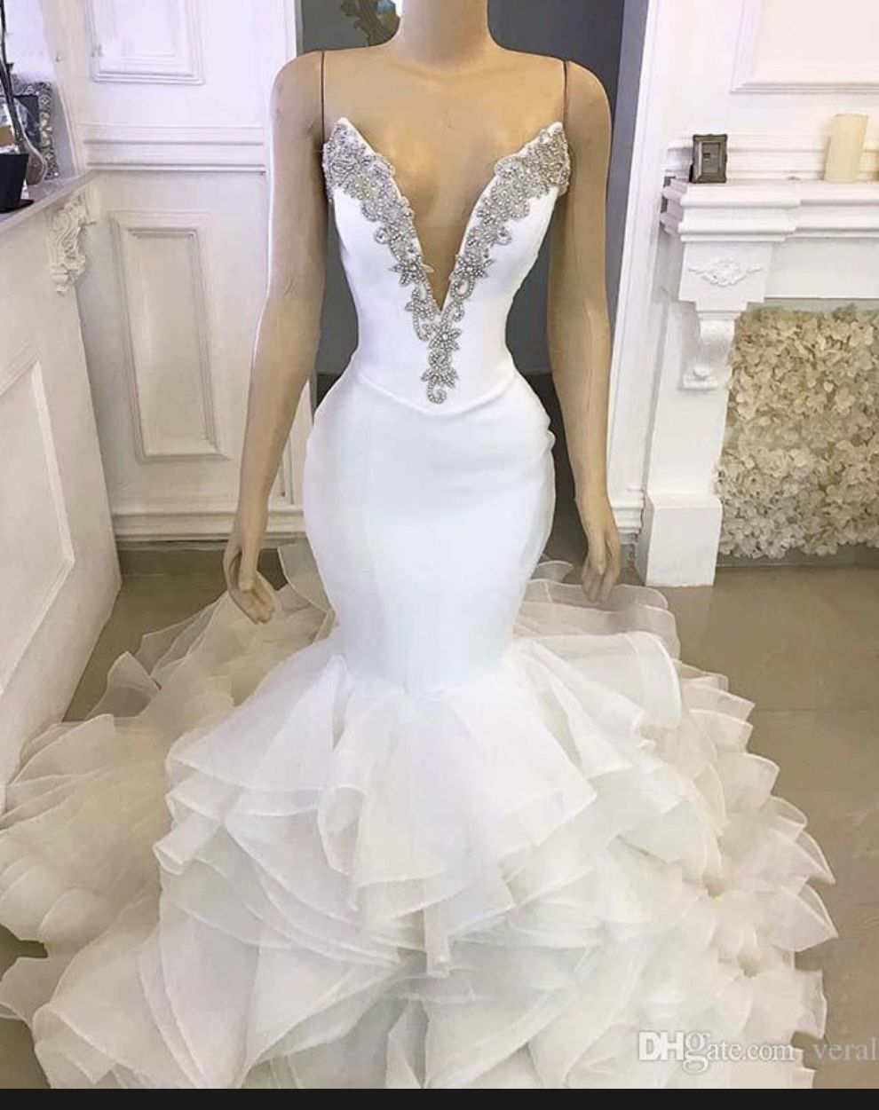 Stunning White Fitted Mermaid Wedding Dress